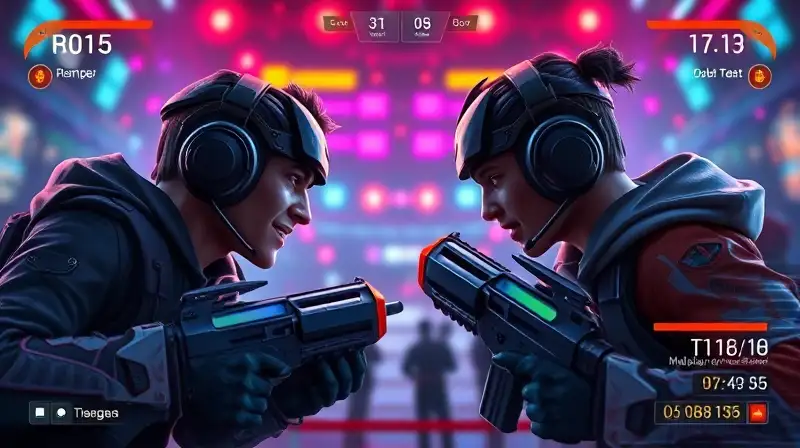 Dos gamers compiten en arena futurista