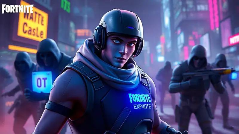 Jugador de Fortnite alerta en batalla futurista