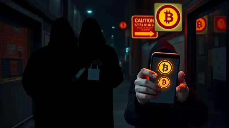 Figuras sospechosas intercambian criptomonedas en sombra