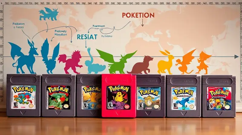 Cartuchos Pokémon vintage con arte regional vibrante
