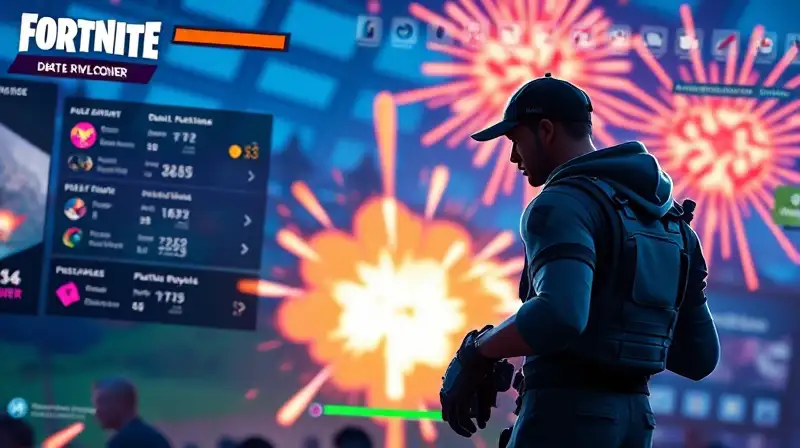 Jugador de Fortnite con efectos y estadísticas