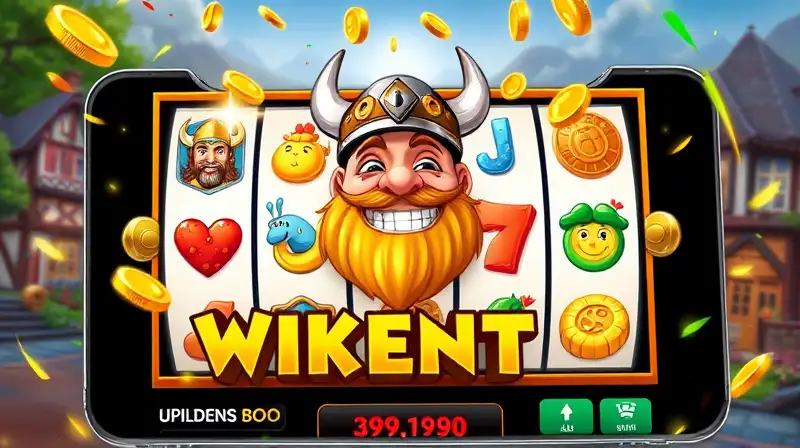 Juego móvil colorido con vikingo alegre