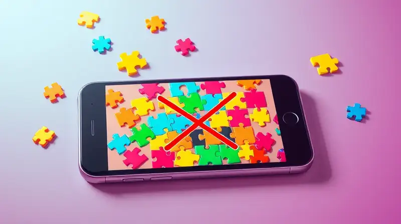 Pantalla de móvil con juego de rompecabezas