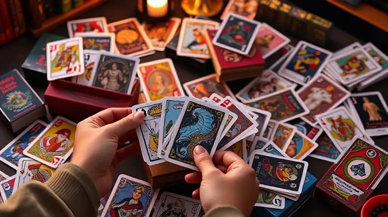 Cartas temáticas coloridas en ambiente acogedor