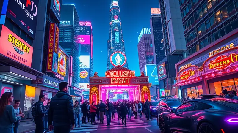 Ciudad futurista nocturna con luces neón