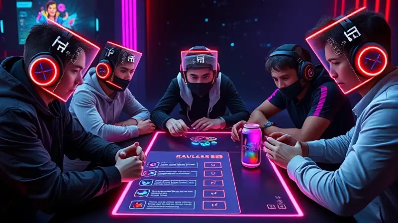 Jugadores digitales con interfaz futurista luminosa