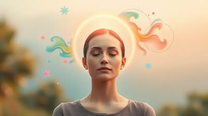 Persona calmada meditando en naturaleza tranquila