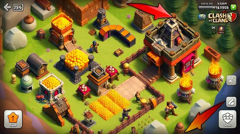 Aldea de Clash of Clans con oro brillante