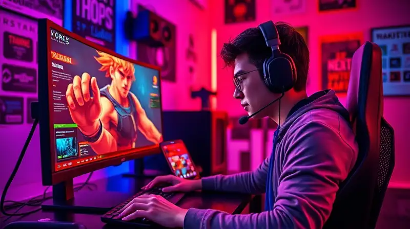 Gamer concentrado juega Valorant en setup futurista