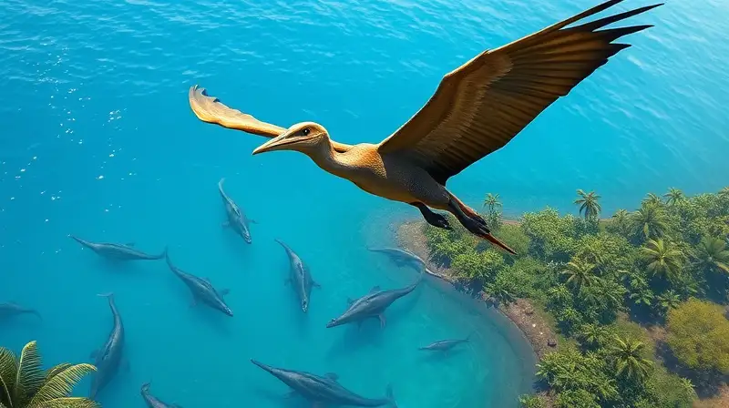 Pteranodon vuela sobre lago prehistórico vibrante