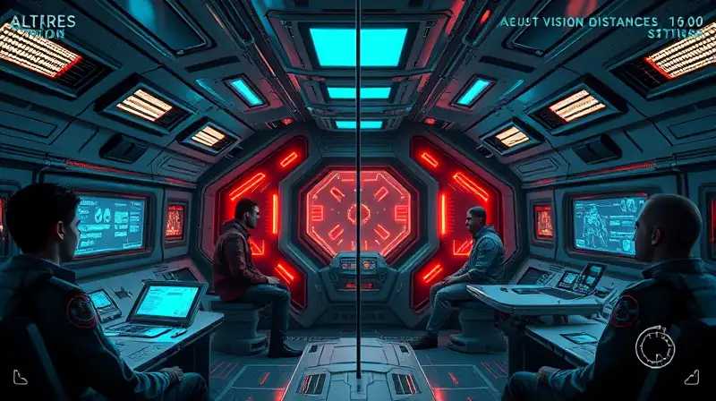Escena futurista con tripulantes y impostores