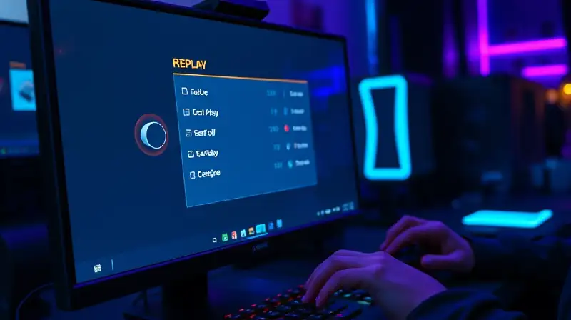 Pantalla de juego futurista con luces neón
