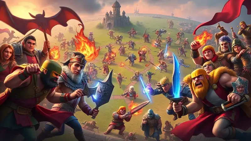 Batalla medieval épica con clanes y magia