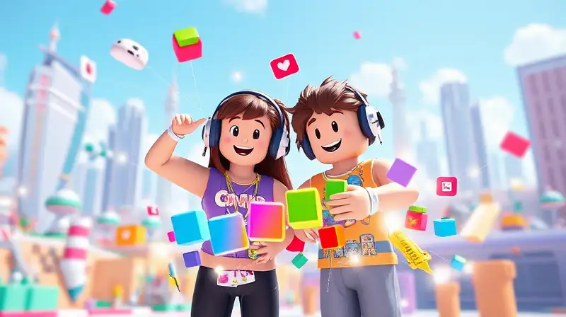 Dos usuarios colaboran creativamente en Roblox