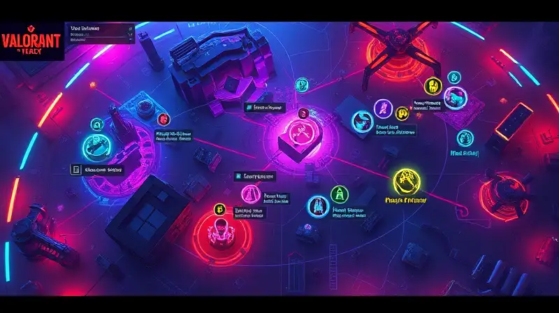 Mapa futurista de Valorant con acción