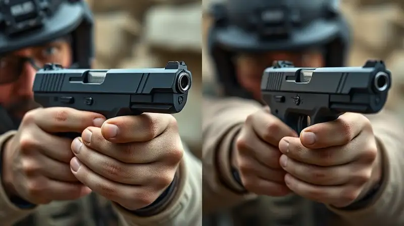 Comparación visual de pistola con y sin silenciador