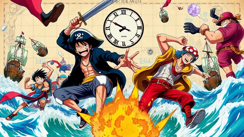 Batalla épica pirata anime con personajes