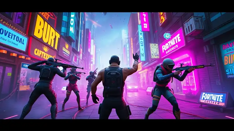 Escena futurista de Fortnite con glitches