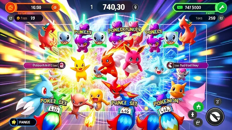 Pokémon coloridos combaten en tablero dinámico