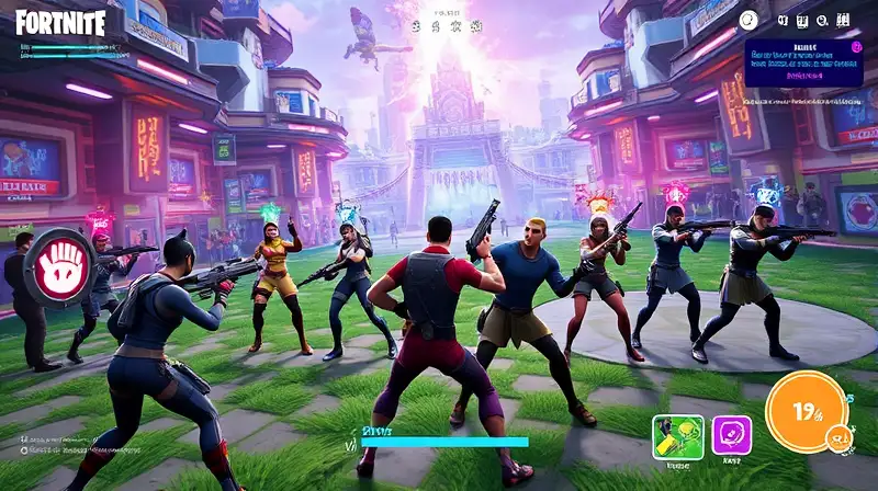 Personajes de Fortnite en batalla épica