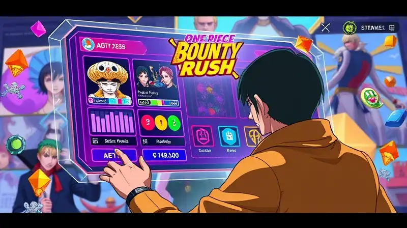 Jugador analiza holográfico juego One Piece