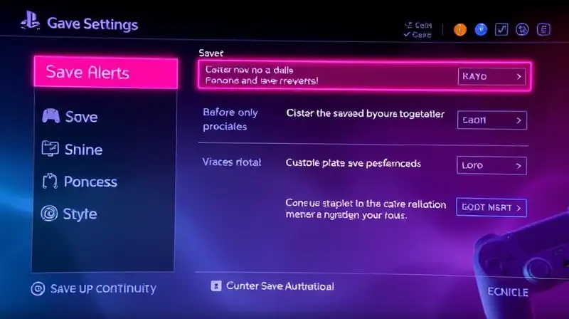 Menú futurista para guardar y personalizar opciones