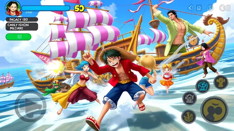 Escena vibrante de batalla en One Piece