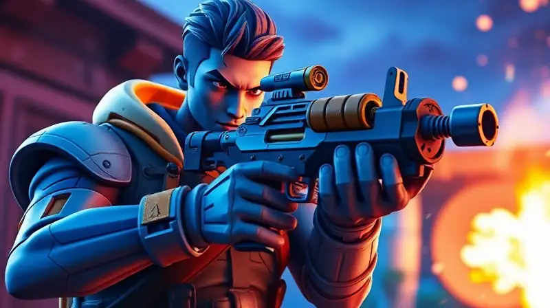 Personaje de Fortnite recarga lanzagranadas dinámico