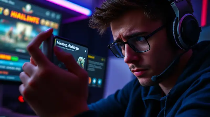 Gamer frustrado ve notificaciones ausentes en pantalla