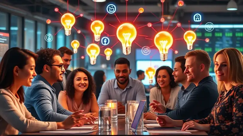 Equipo diverso colaborando e innovando con tecnología