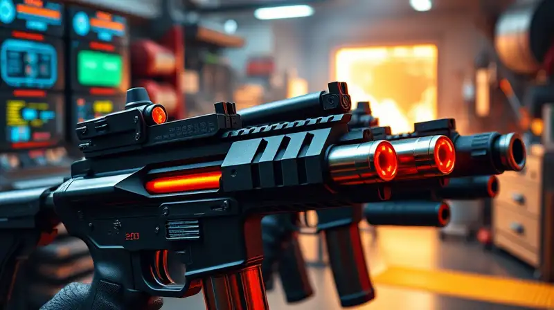 Armas futuristas con munición brillante y tecnología