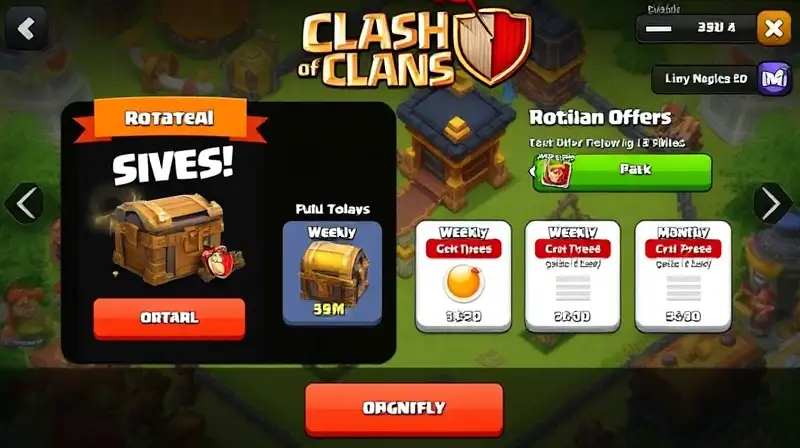 Interfaz colorida de Clash of Clans animada