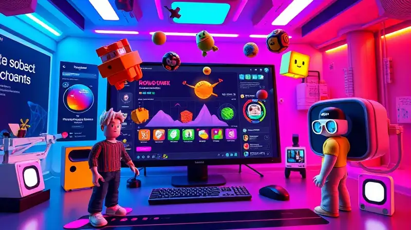 Interfaz colorida y futurista de edición Roblox