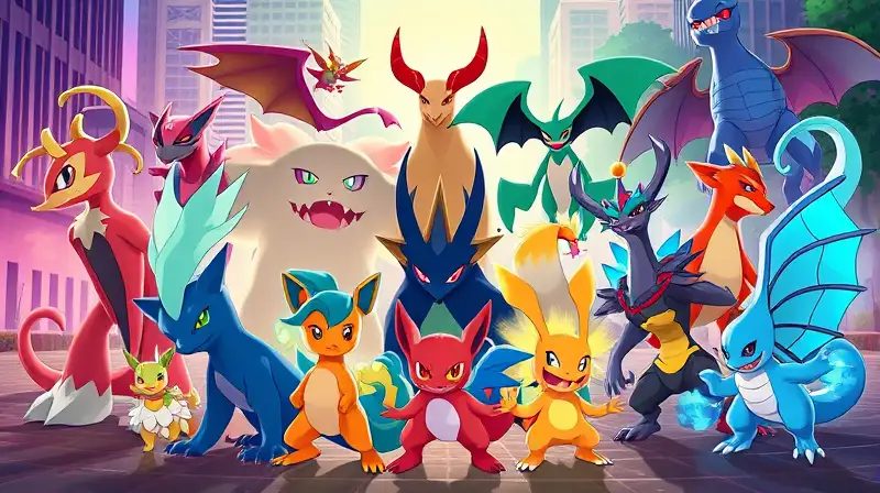Pokémon vibrantes en fondos urbanos y naturales