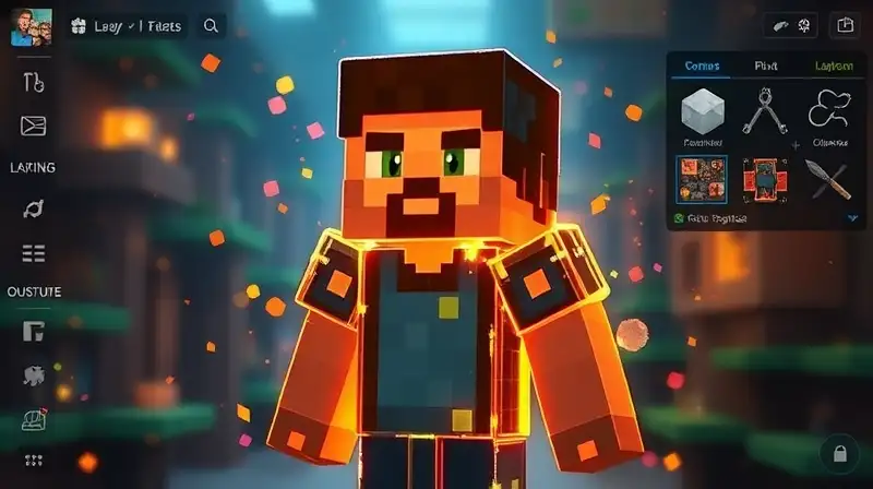 Modelo Minecraft brillante con efectos dinámicos