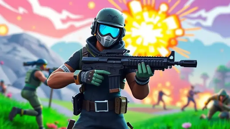 Personaje de Fortnite con rifle automático