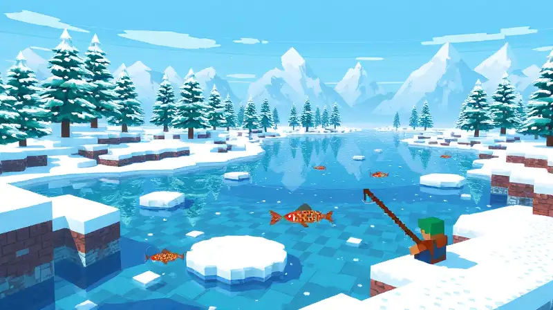 Bioma congelado en Minecraft con pesca