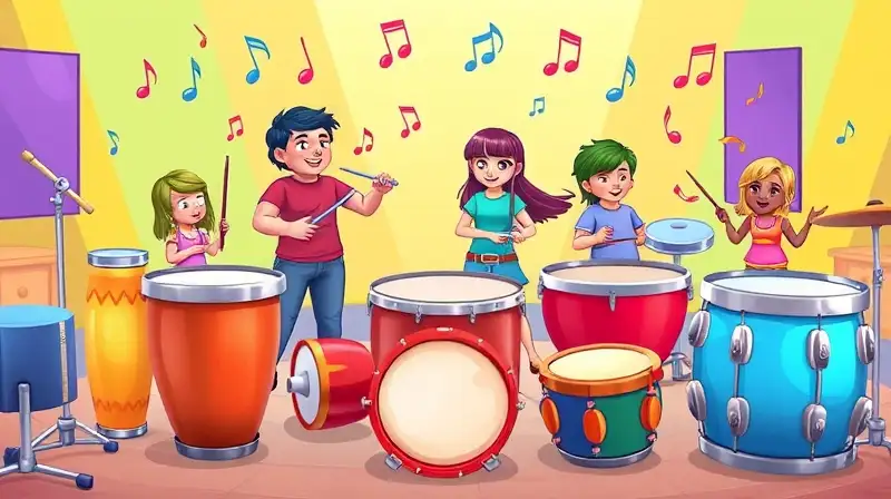 Sims toca percusión en ambiente colorido