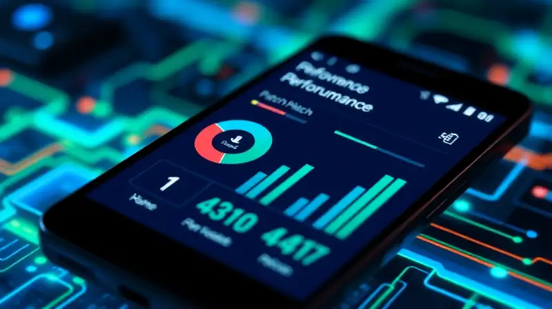 Smartphone Android muestra gráficos y actualizaciones digitales