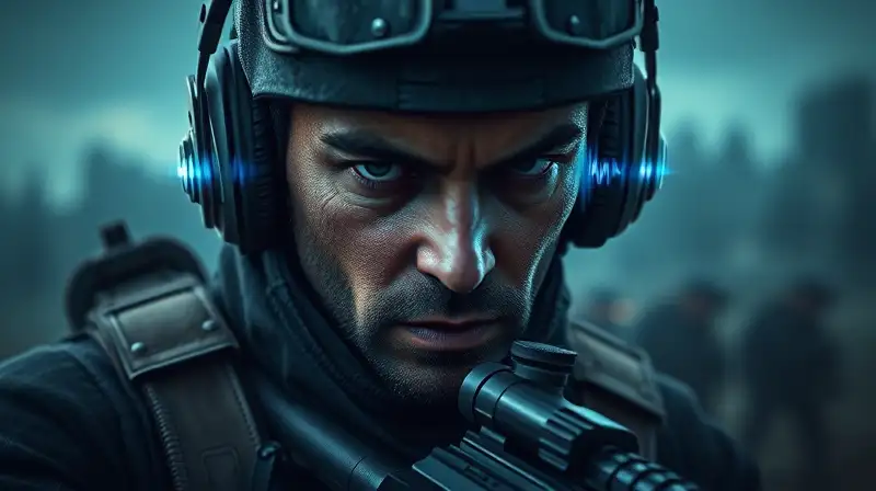Soldado táctico con audio y efectos digitales