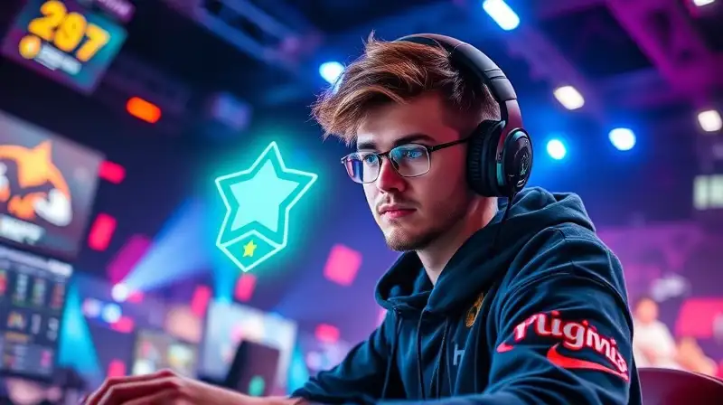Gamer competitivo en acción con emblema