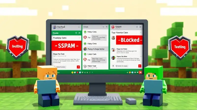 Pantalla Minecraft muestra filtros anti-spam bloqueando chats