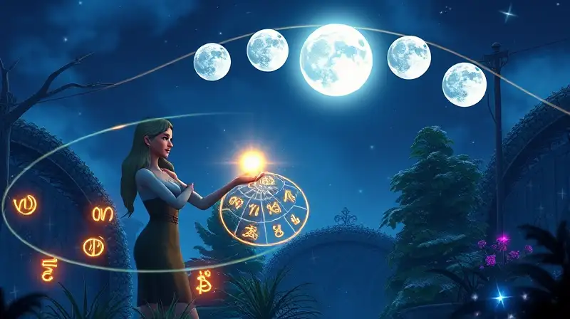 Sim hechizando bajo luna llena mística