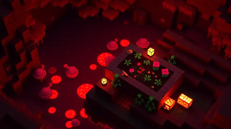 Jugador cultiva en Nether oscuro y brillante