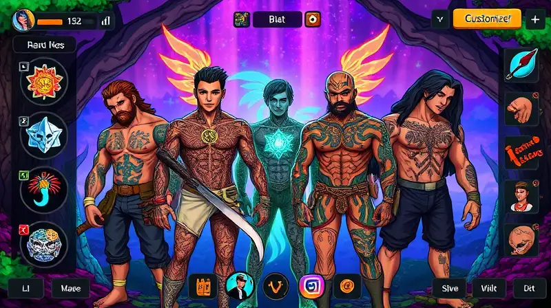 Personajes de Terraria con tatuajes brillantes