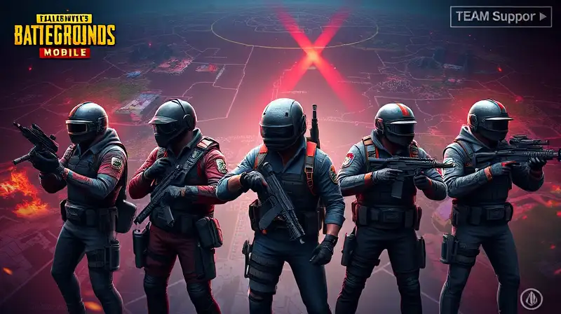 Mapa competitivo PUBG móvil con acción intensa