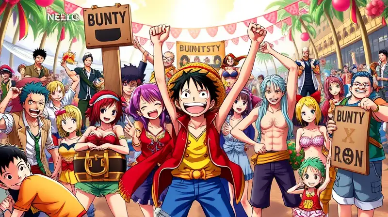 Personajes de One Piece celebran festiva alegría