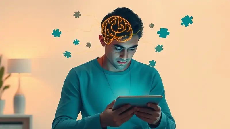 Persona concentrada jugando en tablet minimalista