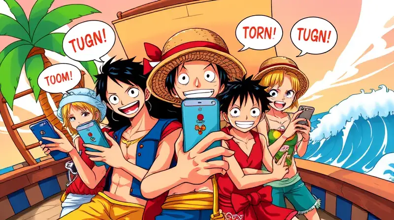 Personajes de One Piece usan celulares animados