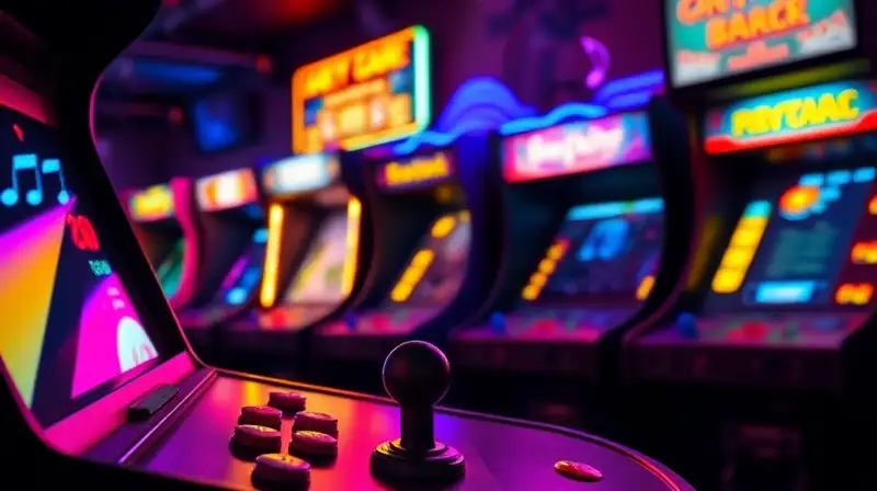 Máquinas arcade retro con luces y sonido